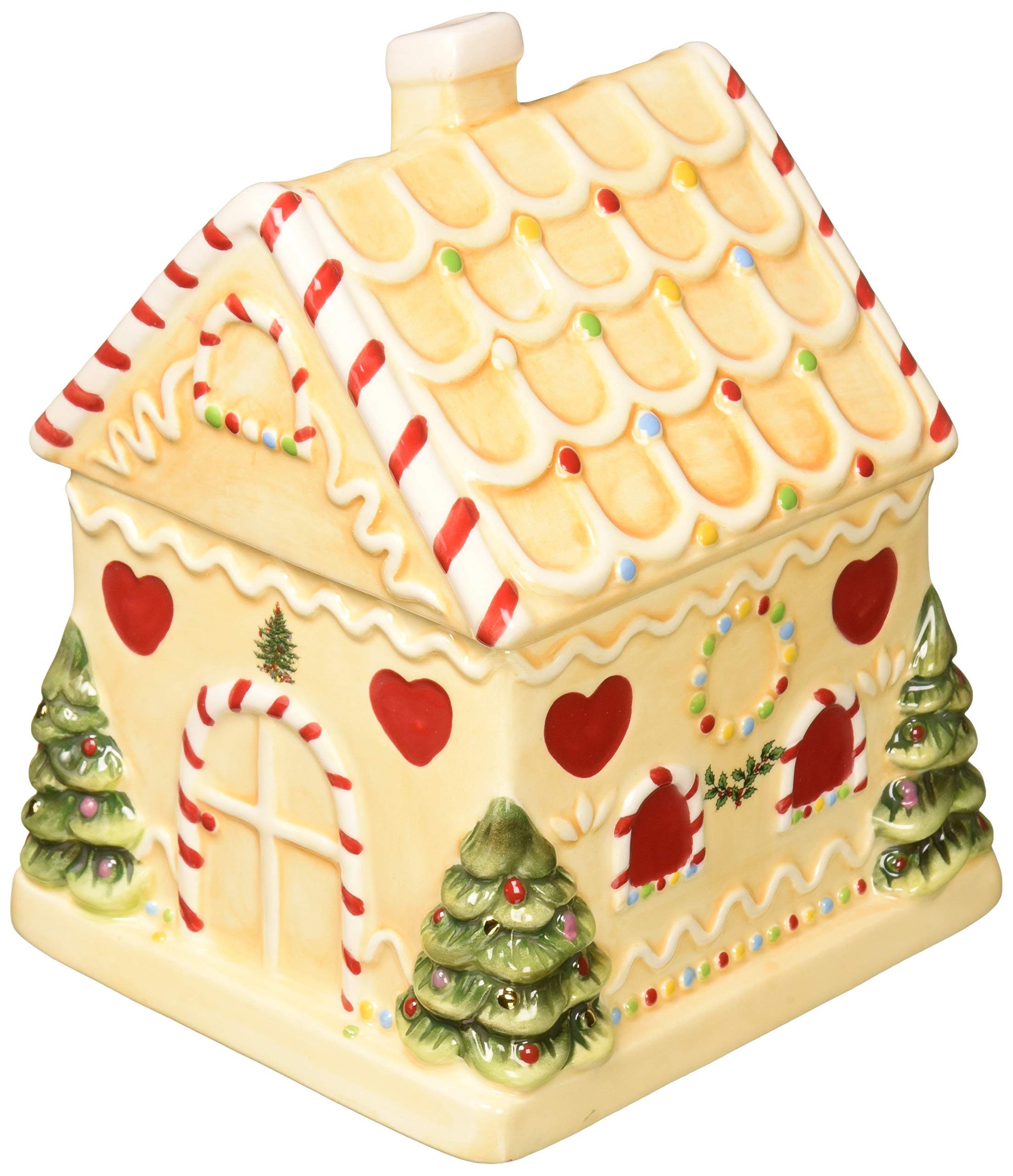 Spode Christmas Tree Gingerbread House Candy Jar | 7 Inch Christmas Cookie Jars Made Of Fine Earthenware | Candy Jars For Kitche